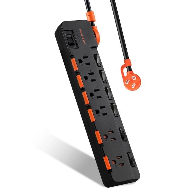 【PowerSync 群加】7開6插防雷防塵大間距延長線/4.5m(2色)