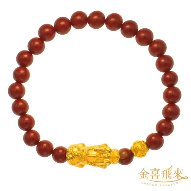【金喜飛來】黃金手鍊招財貔貅金珠6mm串珠(0.57錢±0.03)