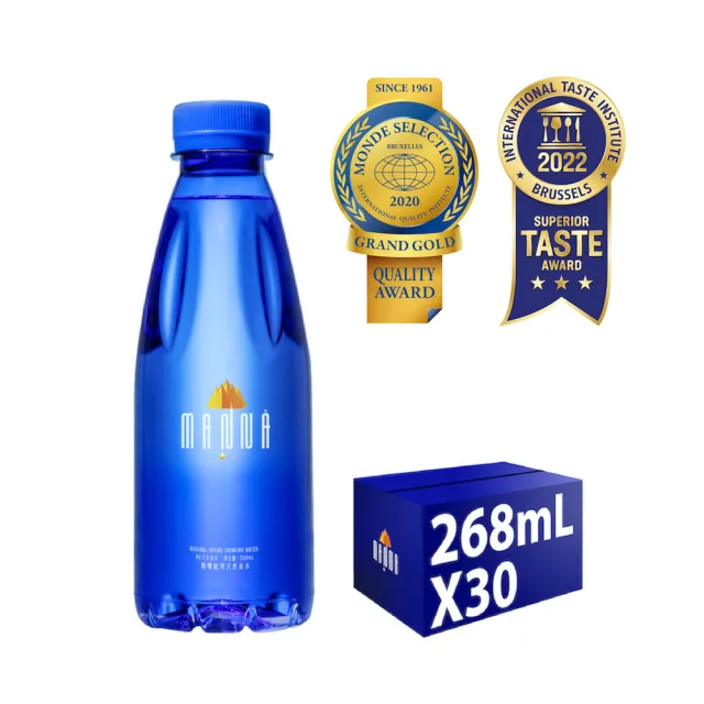 【MANNA 瑪哪】天然蘇打礦泉水268mlx30入/箱(進口鹼性無氣火山冷泉水)