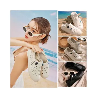 【SCANDINAVIAN FOREST 北歐小刺蝟】加州海灘 ．防水洞洞鞋/水鞋/沙灘鞋/包頭鞋(牛奶白/香草杏/時尚黑)