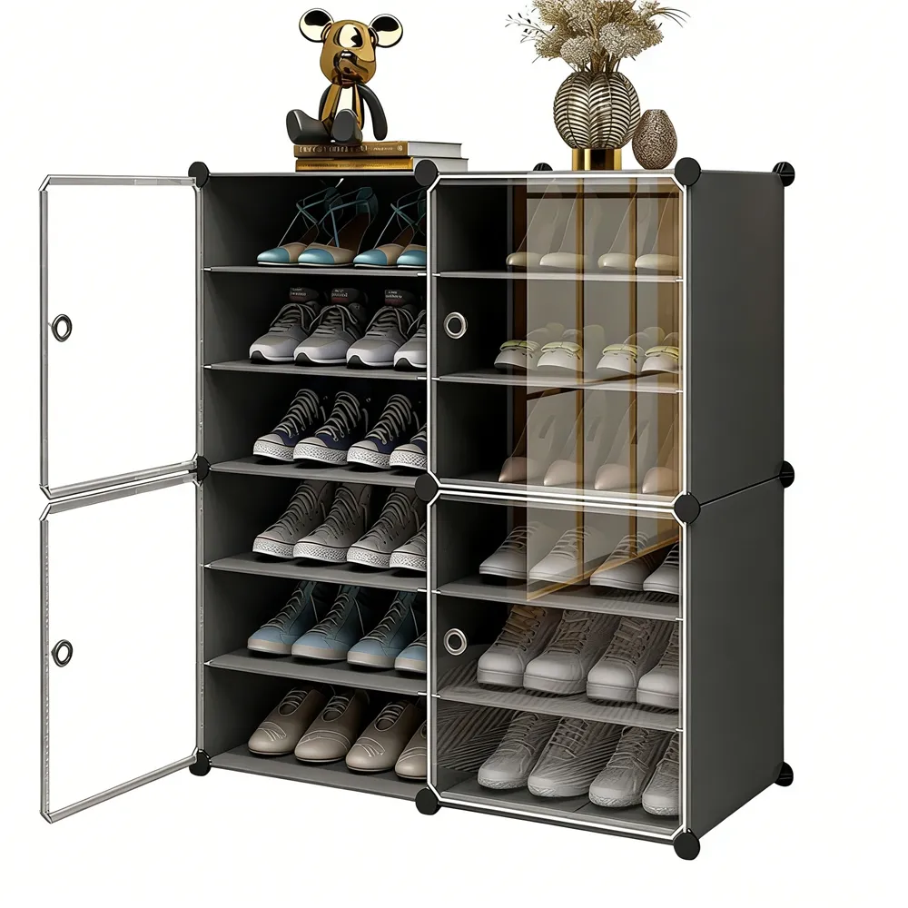 【Quality 聚家】多層鞋架 鞋櫃 透明鞋盒 玄關架 防塵鞋櫃 入戶鞋架2列6層(可拆層板/防塵防潮/寬大臺面)