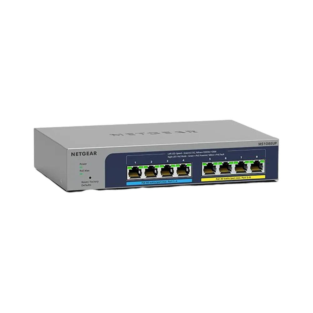 【NETGEAR】8埠 Gigabit 230W PoE供電 簡易網管 金屬殼 網路交換器(MS108EUP)