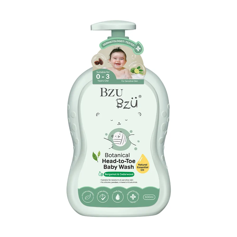 【BZU BZU】嬰兒天然植萃洗髮沐浴露600ml(佛手柑與雪松/升級配方)