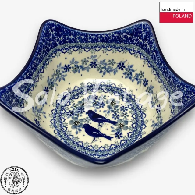 【波蘭陶】SOLO歐洲家居 正版原裝 波蘭原廠手繪 CA 18.5CM 造型碗 湯麵碗 沙拉玩 雙藍鵲系列