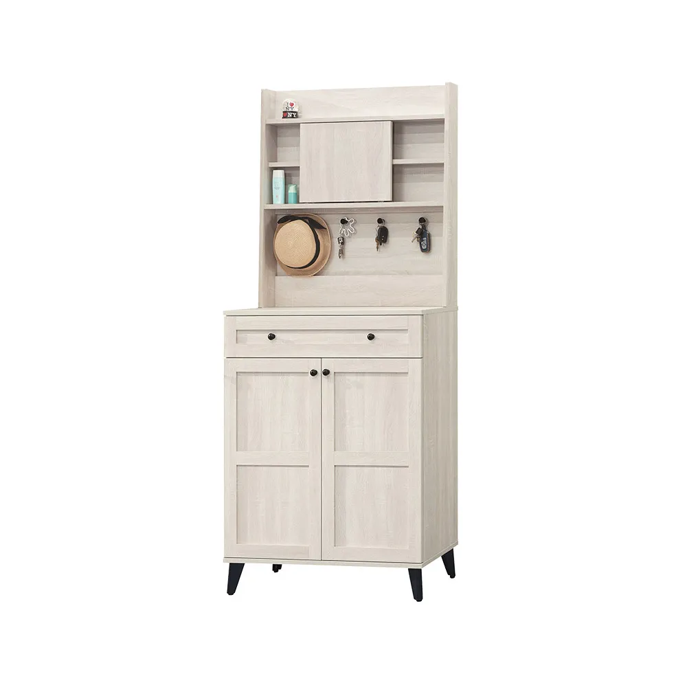 【柏蒂家居】維恩2.6尺二門一抽鞋櫃/玄關展示櫃/收納置物櫃-附鑰匙收納掛勾