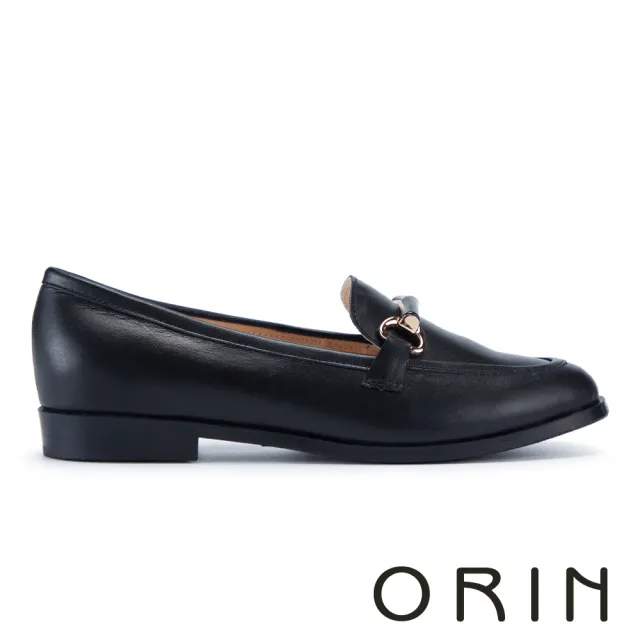 【ORIN】馬銜釦牛皮樂福平底鞋 黑色