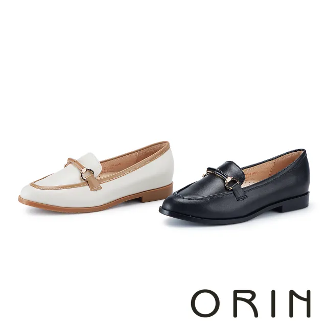 【ORIN】馬銜釦牛皮樂福平底鞋 黑色