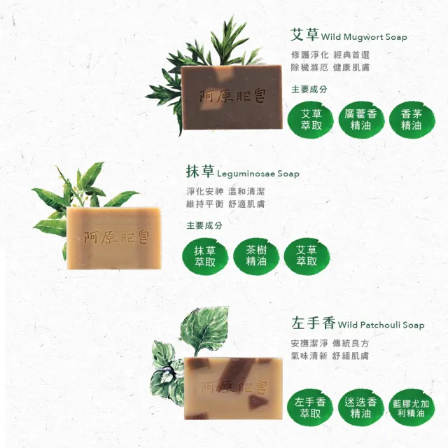 【阿原】結緣．好福氣禮盒(艾草皂60g+抹草皂60g+左手香皂60g)*3(送禮推薦)