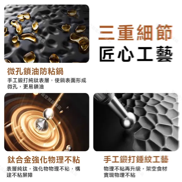 常隆 大肚鍋 鐵鍋 錘紋不粘鐵鍋 0塗層·鈦不粘鍋 超耐磨 荷葉仿生（28cm帶蓋 單柄鍋 小炒鍋）