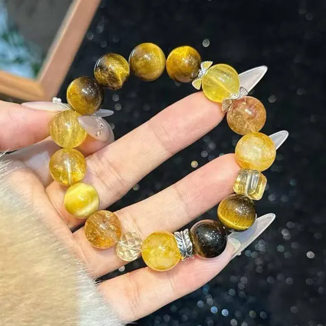 【桃花源創意工坊】虎眼石多寶水晶多寶水晶手鍊