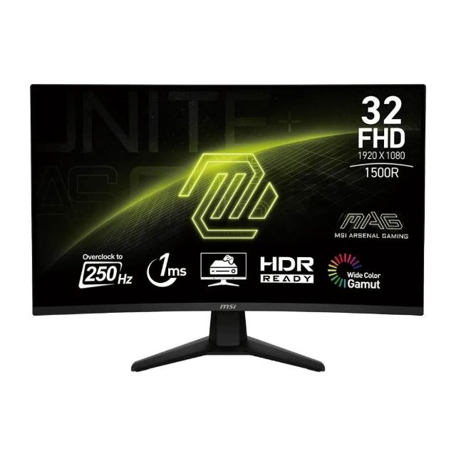 【MSI 微星】MAG 32C6X 32型 VA 250Hz 曲面電競螢幕(1ms/FreeSync/1500R/HDR)