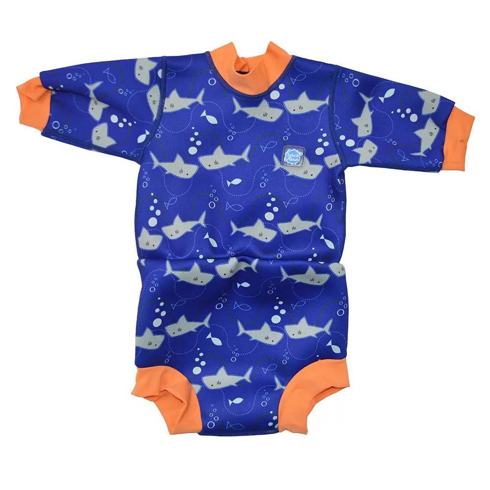 【Splash About 潑寶】嬰兒 尿布褲 連身 防曬 抗UV-亮橘鯊魚(嬰兒泳褲)