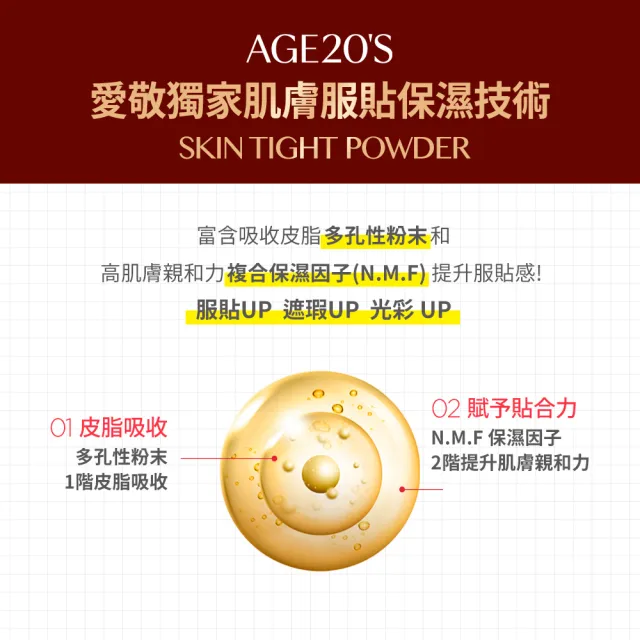 【AGE20】緋紅逆時光澤爆水粉餅 粉蕊補充包（12.5g）含粉撲／BE-21亮白色(防曬SPF50+/PA++++/台灣總代理)