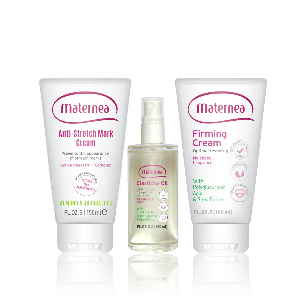 【媽咪莉娜】無痕美體霜150ml+彈力潤膚油100ml+美肌緊緻乳 150ml(妊娠油/孕期保養)