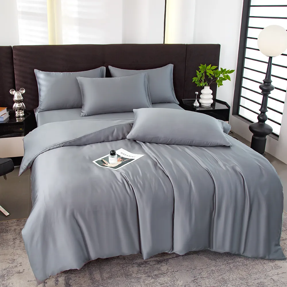 【京都手祚】頂級100支萊賽爾天絲床包被套四件組(雙人/加大 均一價/素色/萊賽爾天絲/床組/被套組)