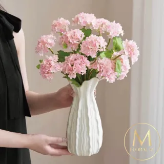 【Floral M】法式陶瓷妮娜奶油蕾絲復古花瓶(花瓶/插花/玻璃瓶/花器/花盆/陶瓷花瓶/桌面擺飾/居家裝飾)