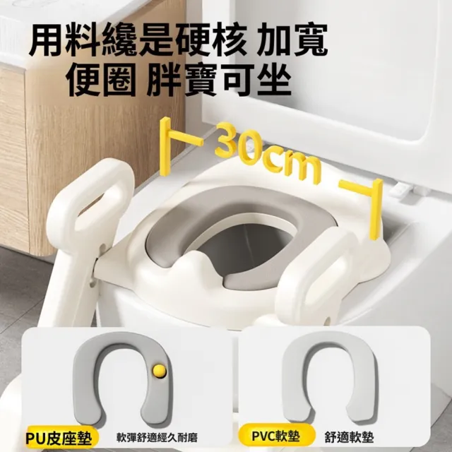 【Quality 聚家】坐便器 兒童馬桶坐便器 階梯式馬桶坐便器 踩腳凳 PU軟墊/雙重防滑/安全加固/防濺尿