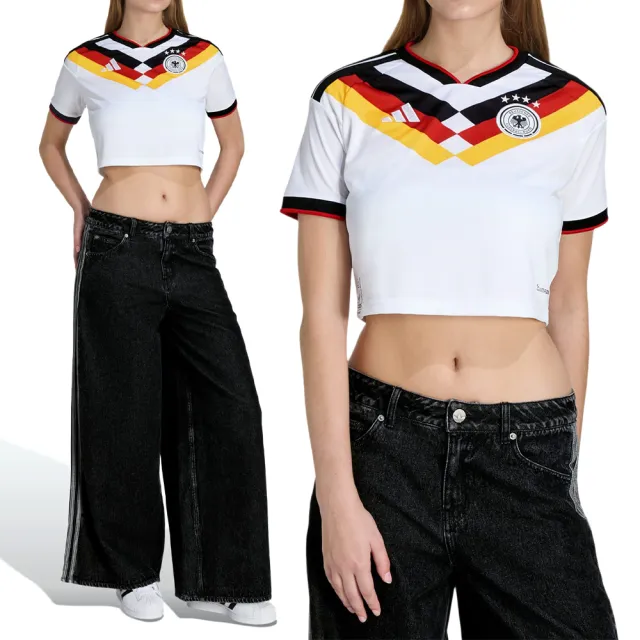 【adidas 愛迪達】DFB H JSY CRO W 女款 白色 世界盃 德國 主場複刻版 吸濕 排汗 球衣 短袖 KE5854
