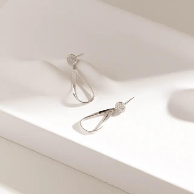 【vacanza】水滴閃鑽 925純銀飾品 純銀耳環(抗過敏 情人節禮物 生日禮物)