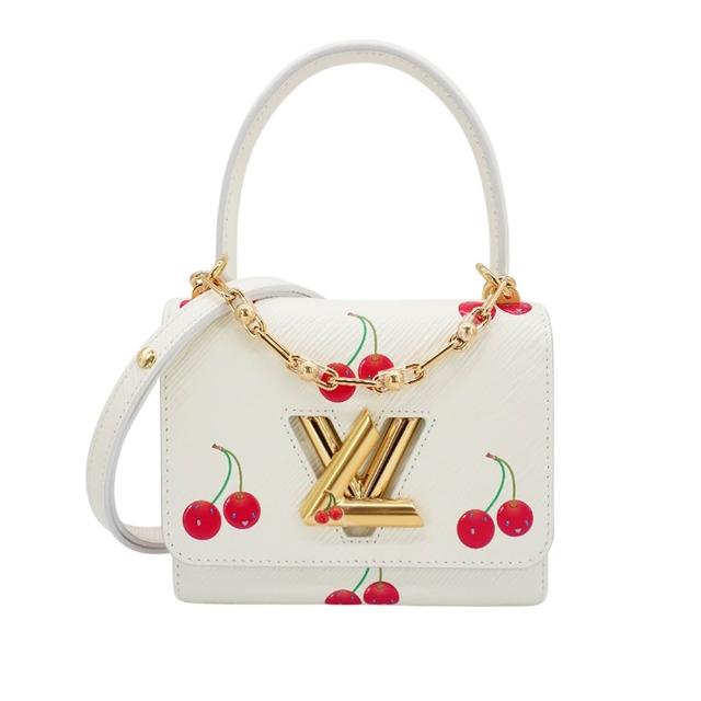 【Louis Vuitton 路易威登】x TM Twist PM 櫻桃印花EPI牛皮二用包(M13239-白)