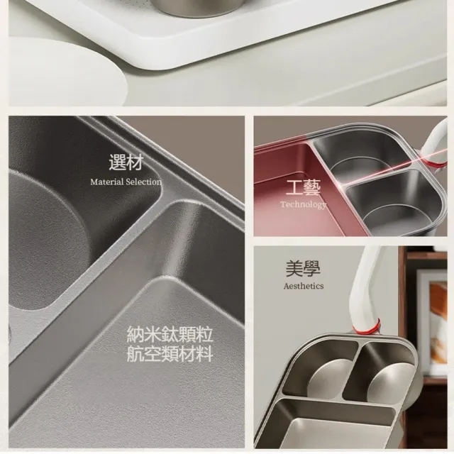 【Quality 聚家】煎鍋 三合一早餐鍋 不粘鍋 煎蛋漢堡鍋 平底鍋（通用款+蓋）鈦陶瓷材質/加大加深/一鍋多用