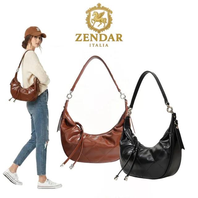 【ZENDAR】直播限定 限量1折 頂級小牛皮肩背包 奇亞拉系列 全新專櫃展示品(2色)