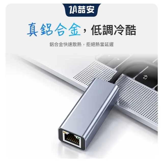 【ZA 喆安】Type-C/A HUB轉接集線器 支援USB3.2 to RJ45 1G外接網路卡 適用iPhone/MacBook/平板/筆電網路卡
