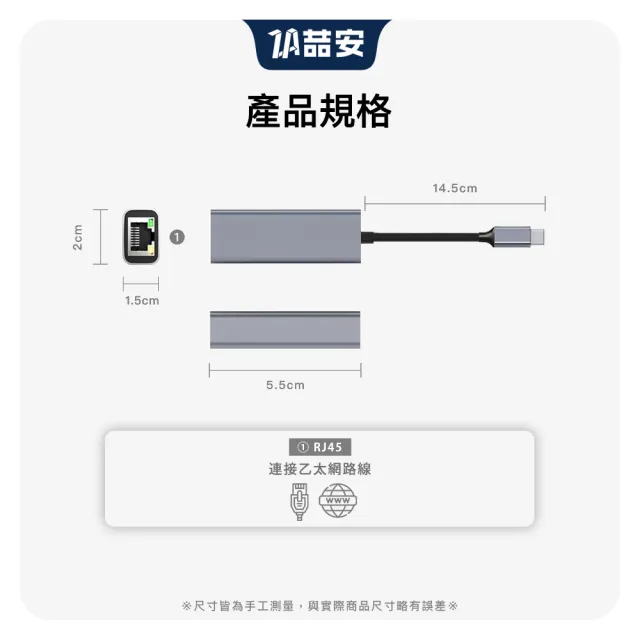 【ZA 喆安】Type-C/A HUB轉接集線器 支援USB3.2 to RJ45 1G外接網路卡 適用iPhone/MacBook/平板/筆電網路卡