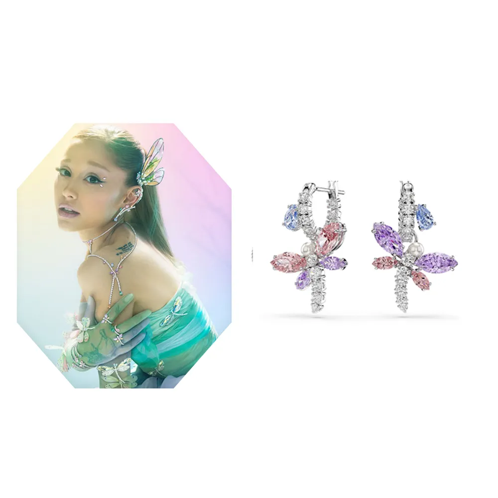 【SWAROVSKI 施華洛世奇】官方直營 Ariana Grande x Swarovski 蜻蜓 水滴形耳環 漸層色 |5749185