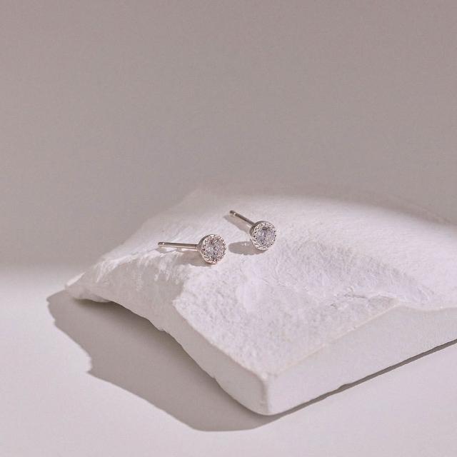 【vacanza】微小圓鑽 925純銀飾品 純銀耳環(抗過敏 生日禮物)