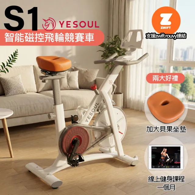 【X-BIKE】YESOUL 野小獸 S1居家智能靜音磁控飛輪車 送貝果大座墊+APP教練課實景騎乘