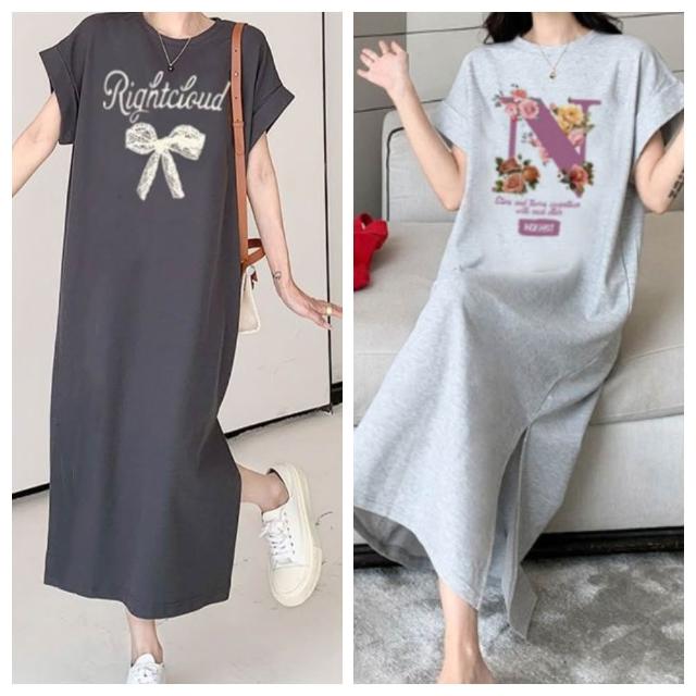 【ASister 小姊姊】momo限定★中大尺碼休閒洋裝☆必收顯瘦切袖連身裙(3款_多色_M-4XL #Flagship0027)