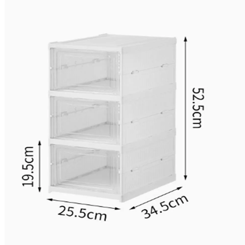 【EARISE 雅蘭仕】騰宏 3層免安裝加厚鞋盒 透明鞋櫃收納盒 家居簡易鞋架 塑膠可折疊鞋櫃帶蓋