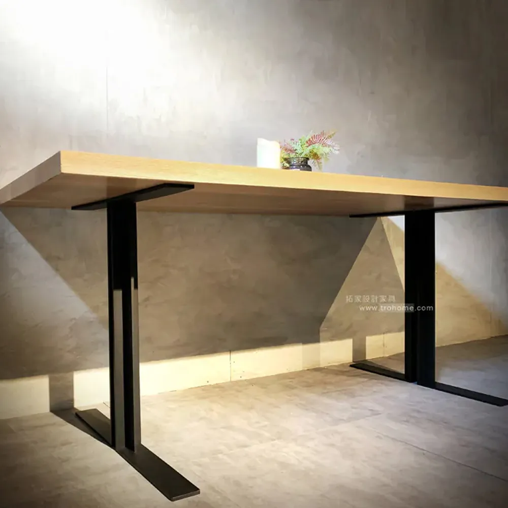 【Trohome 拓家設計家具】可訂製 匠心 實心扁鐵腳餐桌/工作桌150cm