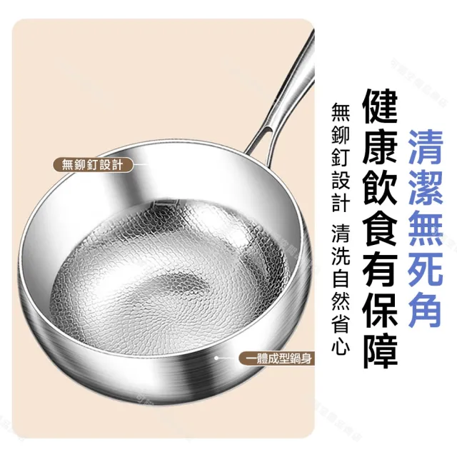 [樂億家居]大肚鍋 鐵鍋 28cm帶蓋 不粘鍋 小炒鍋 錘紋不粘鐵鍋 單柄鍋（0塗層·鈦不粘鍋 超耐磨）