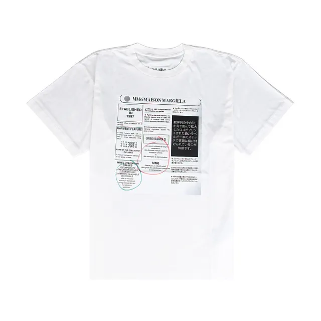 【MM6 MAISON MARGIELA】MM6 Maison Margiela 藝術風印花LOGO棉質短袖T恤(男款/白)