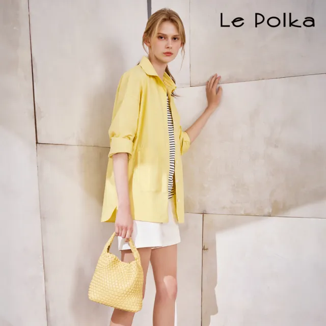 【Le Polka】寬鬆長版休閒襯衫-女