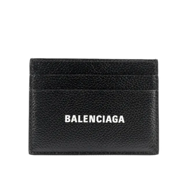 【Balenciaga 巴黎世家】經典Logo 防刮牛皮4卡名片/卡片夾(黑色)