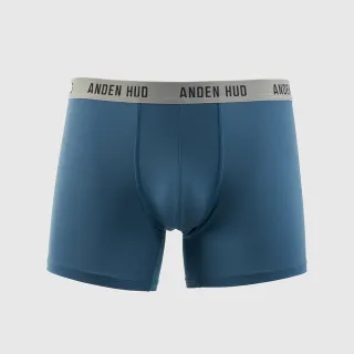 【Anden Hud】男款_吸濕排汗機能系列．長版腰帶平口內褲(深潛藍-AH黑灰緊帶)