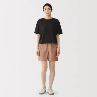 【MUJI 無印良品】女撥水加工尼龍休閒短褲(黑色/米黃/煙燻粉/煙燻綠)
