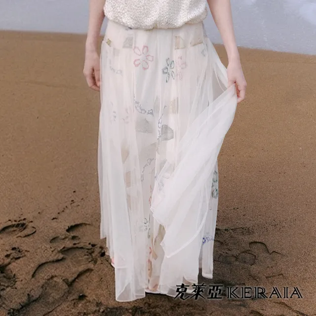 【KERAIA 克萊亞】雋永流光飄逸網紗長裙