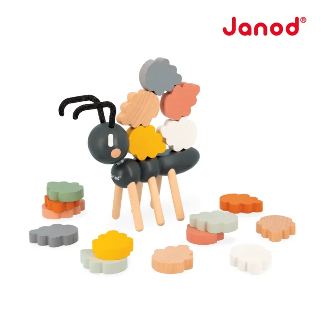 【法國Janod】北歐簡約木玩-螞蟻背樹葉(桌遊 疊疊樂 平衡遊戲 手眼協調)