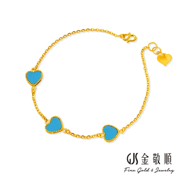 【GJS 金敬順】黃金手鍊 鑲石 寶石 愛心 中性款(金重:0.82錢/+-0.03錢)