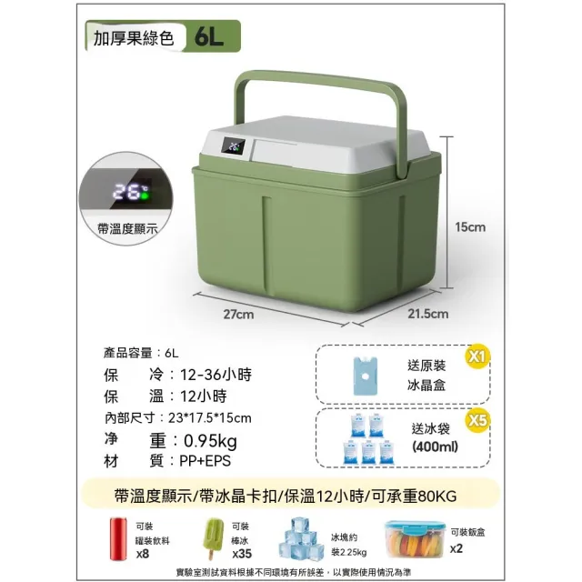 小山 6L保溫箱 保冷箱 保冰箱 保冰桶 戶外露營野餐包（冰塊冷藏箱/保冰保溫箱/保冷袋/保溫包）