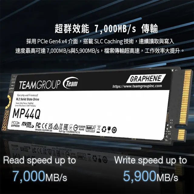 【Team 十銓】MP44Q 1TB Gen4 M.2 NVMe PCIe SSD固態硬碟 散熱標籤貼 最高讀取7000MB/s 5年保