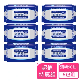 【立得清】酒精擦濕巾90抽x6包(酒精濕巾)