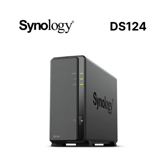 【Synology 群暉科技】搭20TBx1★DS124 1Bay NAS 網路儲存伺服器+(HAT3320-20T)