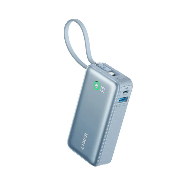 【ANKER】官方授權直營 A1259 行動電源 10000mAh 30W 自帶線(黑/白/藍)