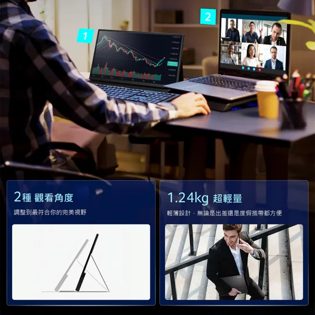 【Acer 宏碁】2入組★PM161QT 可攜式螢幕(16型/FHD/60Hz/6ms/IPS)