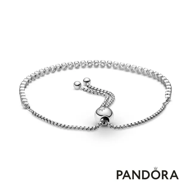 【Pandora 潘多拉】璀璨寶石滑釦手鏈-925銀